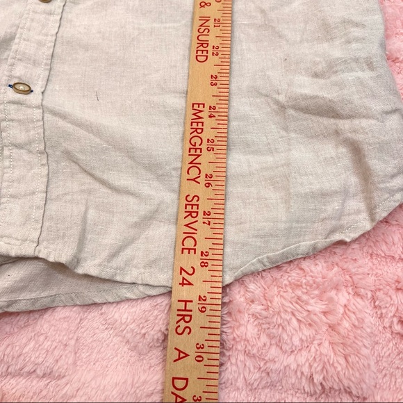 Ralph Lauren US Polo ASSN Irish Linen Button Down Beige Mandarin Collar Sz L EUC - Picture 6 of 12